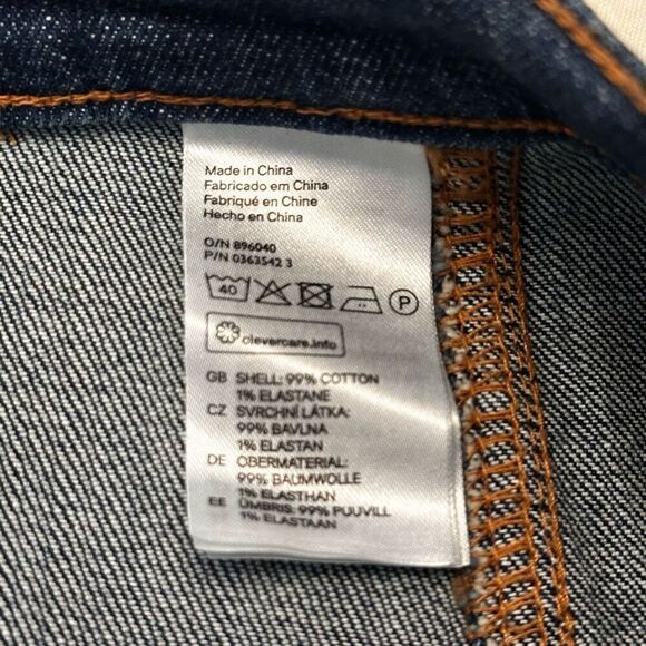 H&M High Waisted Button Front A-line Paneled Denim Mini Skirt Dark Wash Size 12 - Picture 3 of 4